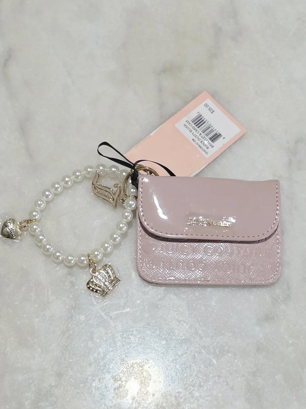 NWT Juicy Couture Bracelet & Card Case Set Dusty Blush Pink